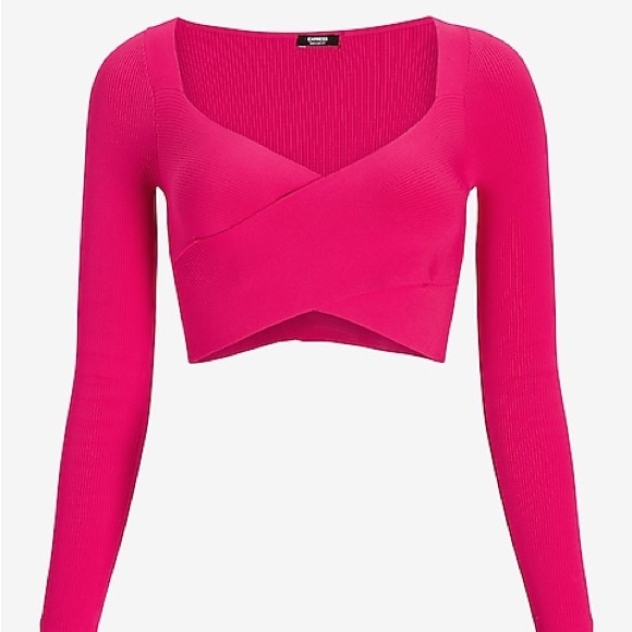 Express Body Contour Wrap Front Sweater, NWT, Sz L, Hot Pink, Retail $78.00 - Picture 3 of 9
